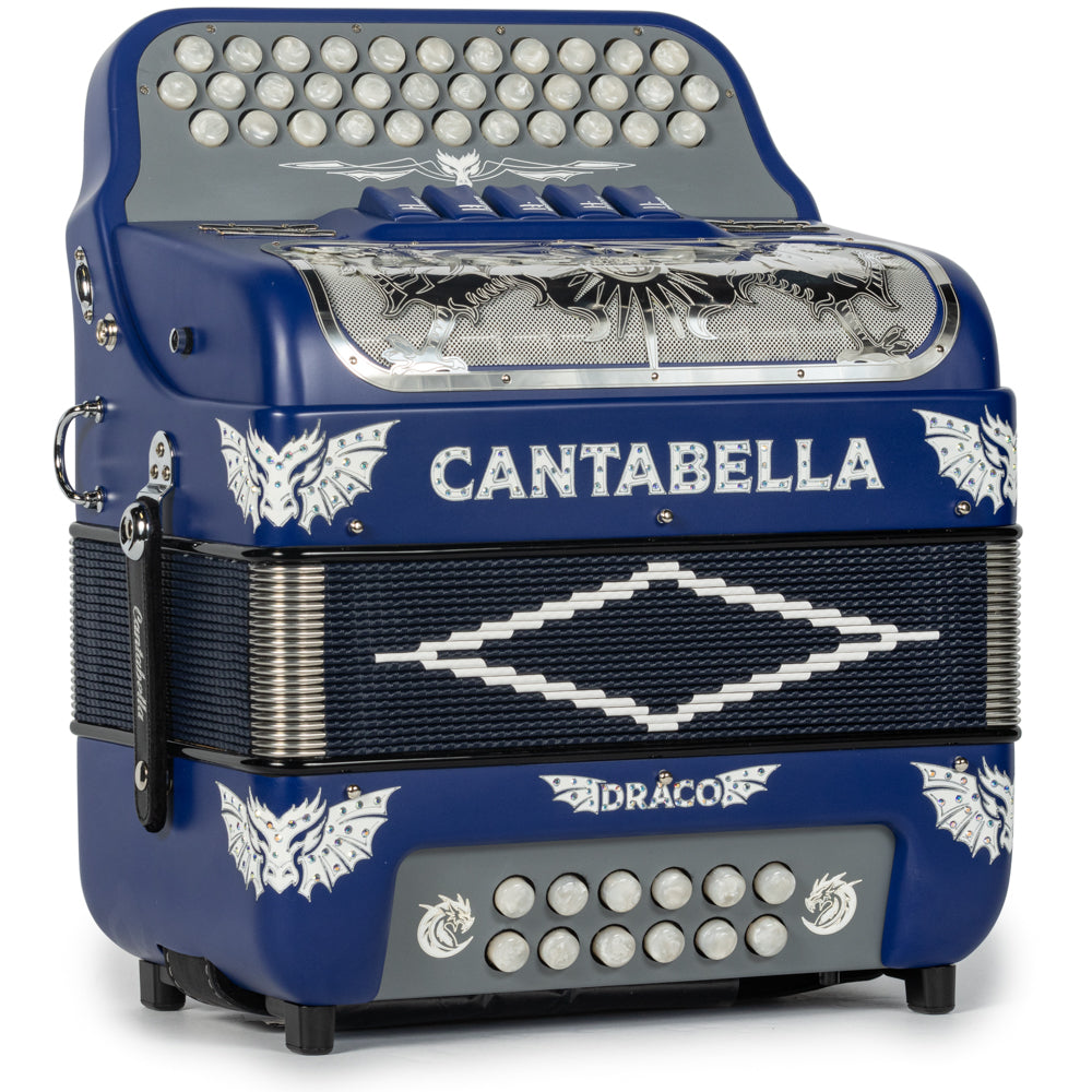 Cantabella Draco Accordion 5 Switch FBE Matte Blue with White-Cantabella-Hermes Music-Accordion Pro Shop