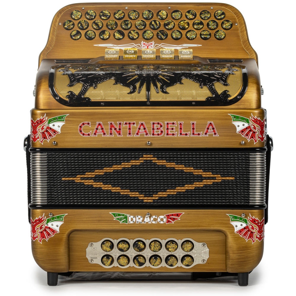 Cantabella Draco Accordion 5 Switch FBE Matte Golden Wood with Red-Cantabella-Hermes Music-Accordion Pro Shop