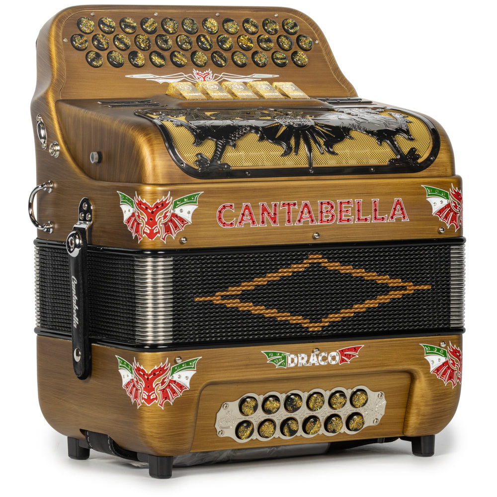 Cantabella Draco Accordion 5 Switch FBE Matte Golden Wood with Red-Cantabella-Hermes Music-Accordion Pro Shop