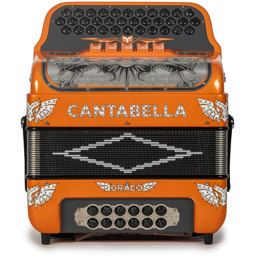 Cantabella Draco Accordion 5 Switch EAD Orange with Silver-Cantabella-Hermes Music-Accordion Pro Shop