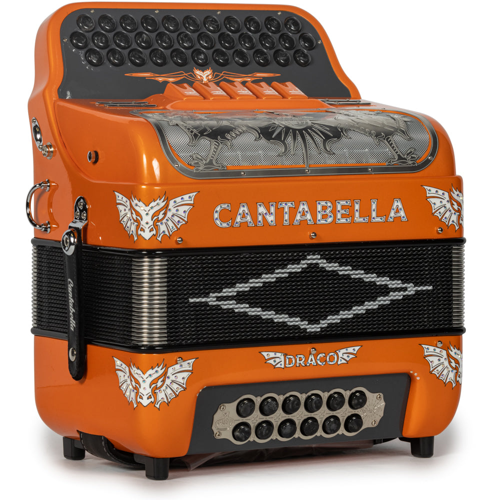Cantabella Draco Accordion 5 Switch EAD Orange with Silver-Cantabella-Hermes Music-Accordion Pro Shop