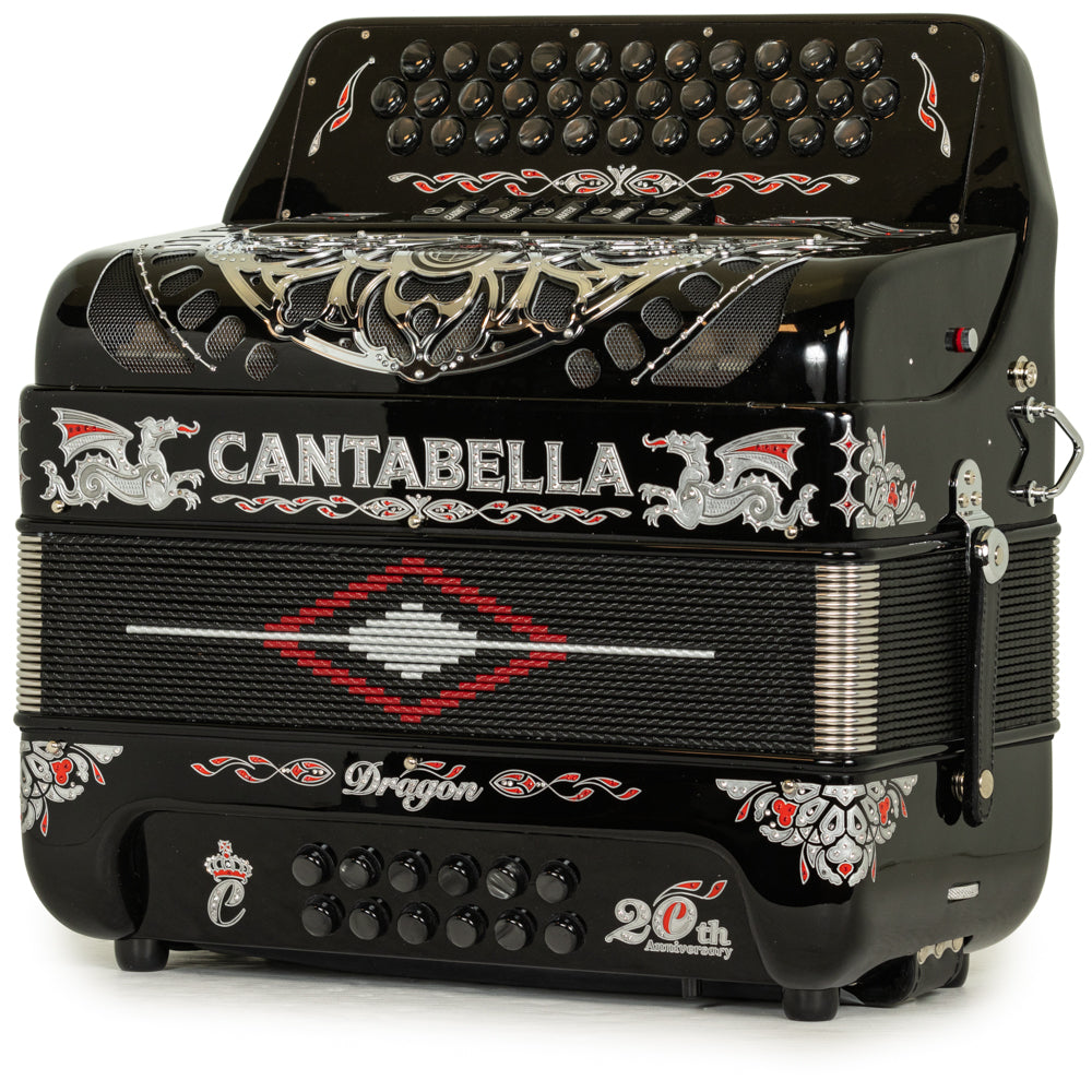 Cantabella Dragon Accordion 5 Switch FBE Black and Silver