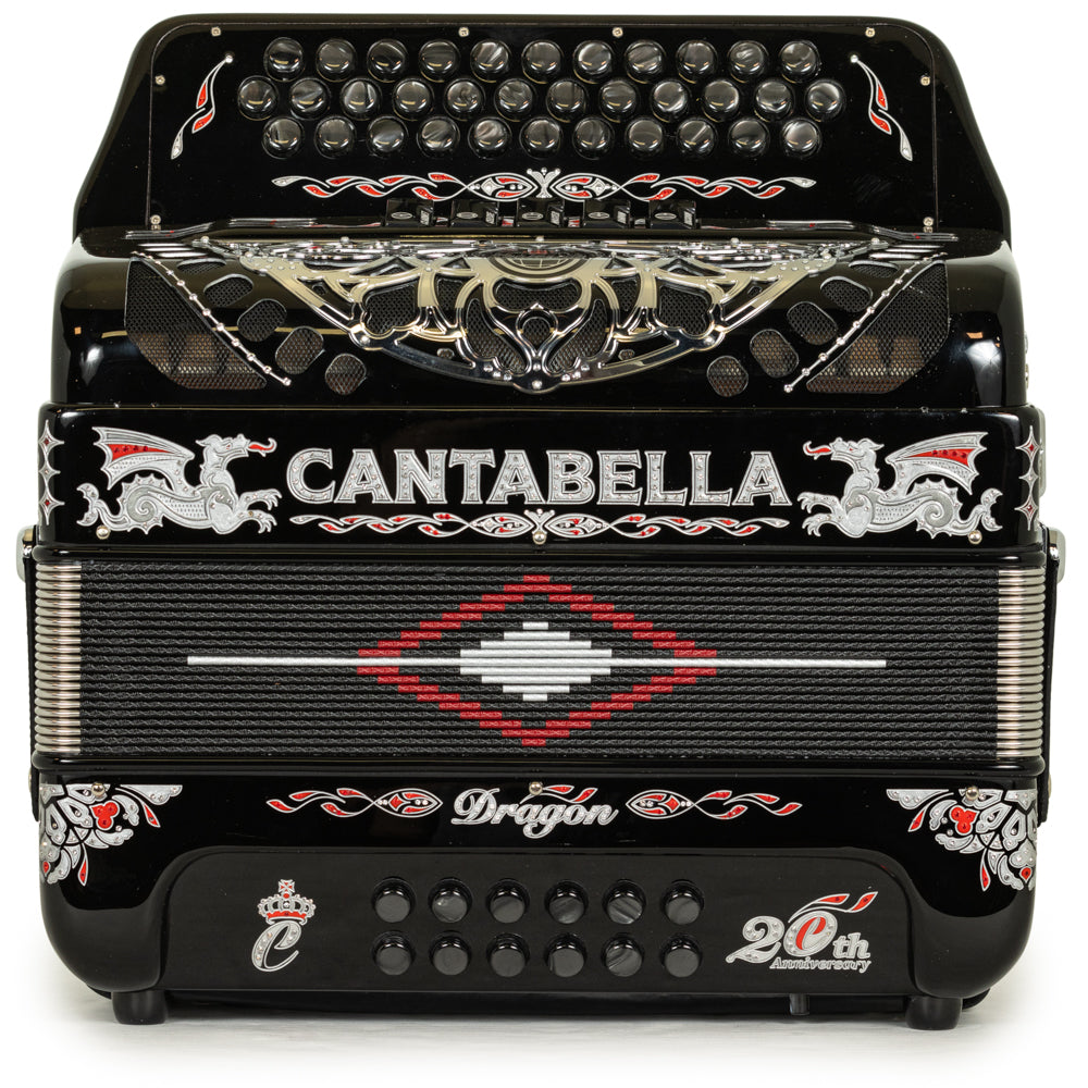 Cantabella Dragon Accordion 5 Switch FBE Black and Silver