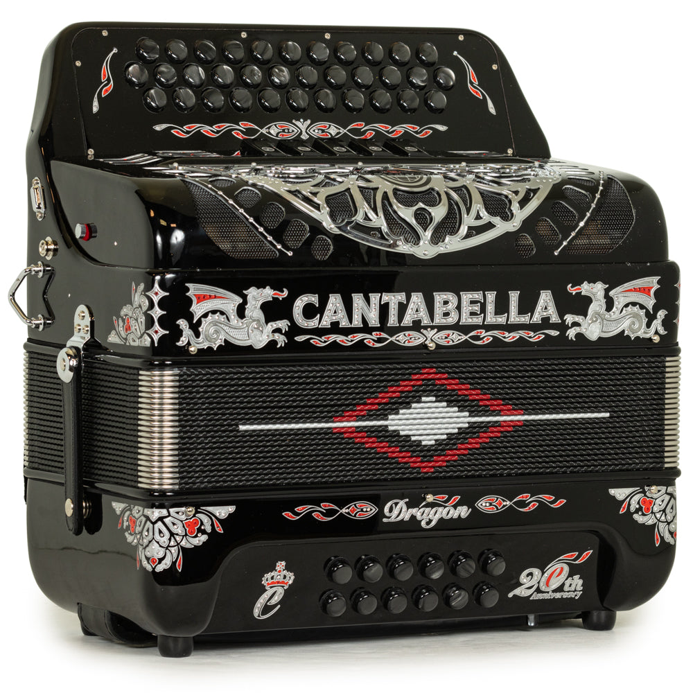 Cantabella Dragon Accordion 5 Switch FBE Black and Silver