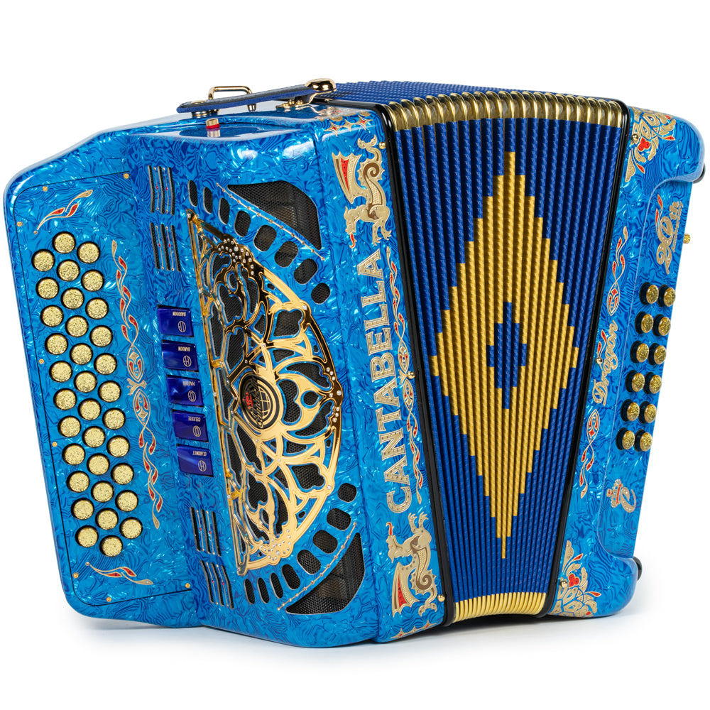 Cantabella Dragon Accordion 5 Switch FBE Blue and Gold
