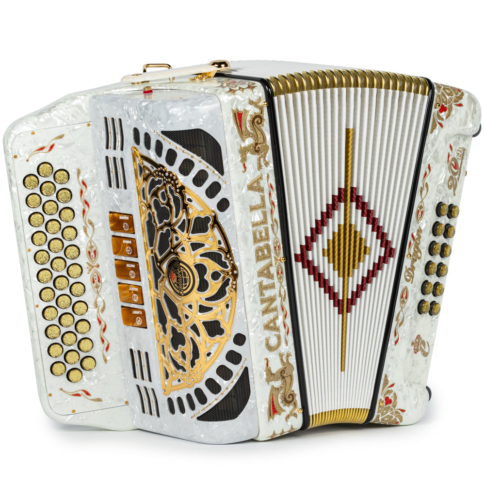 Cantabella Dragon Accordion 5 Switch EAD White and Gold