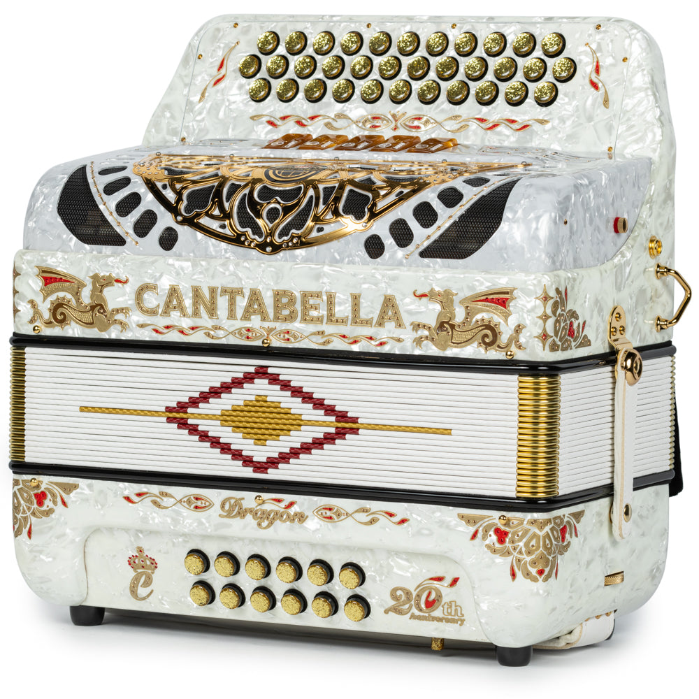 Cantabella Dragon Accordion 5 Switch EAD White and Gold