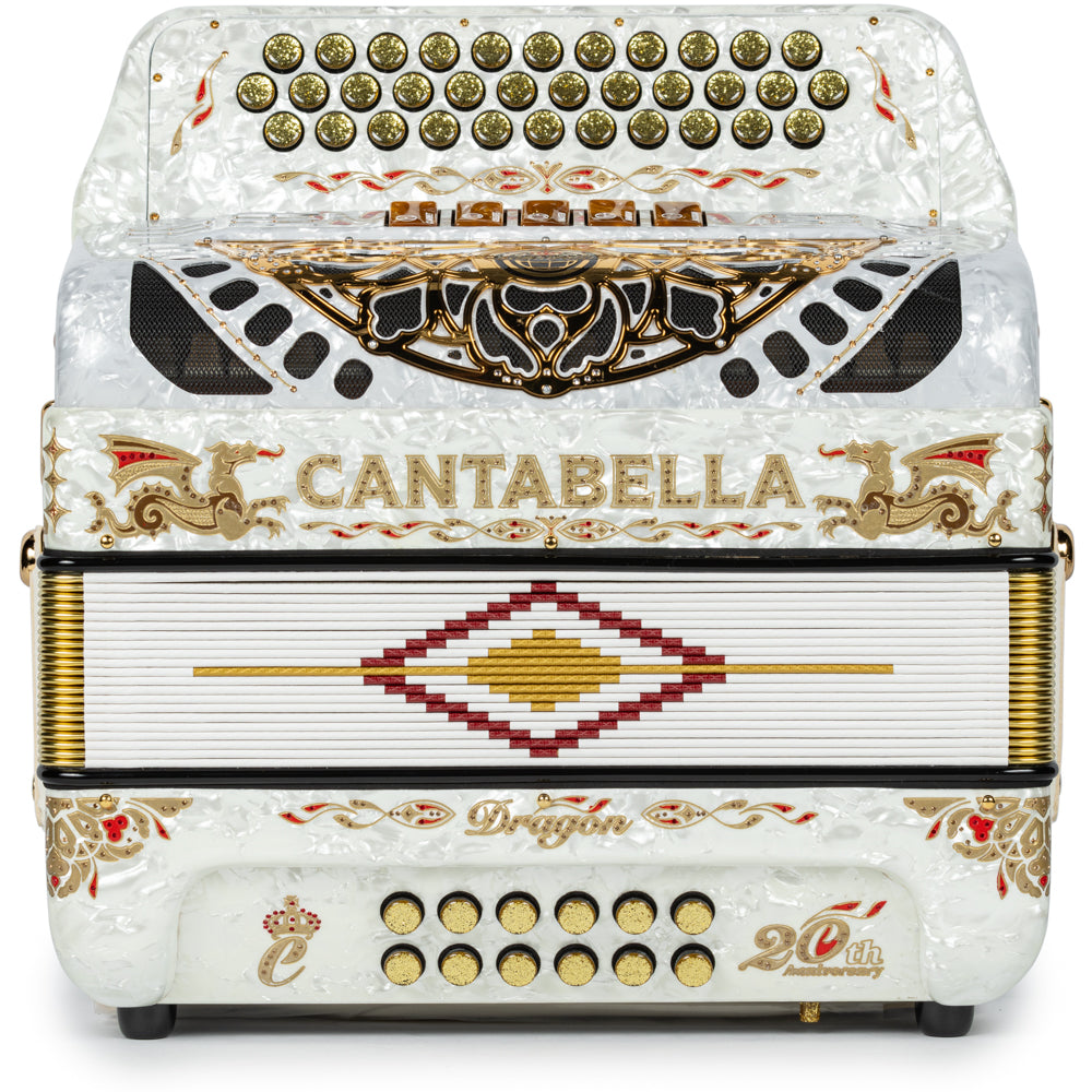Cantabella Dragon Accordion 5 Switch EAD White and Gold