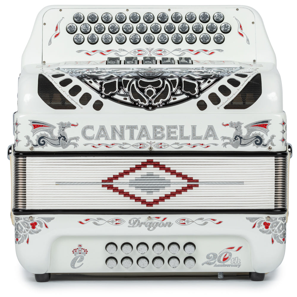 Cantabella Dragon Accordion 5 Switch EAD White and Silver