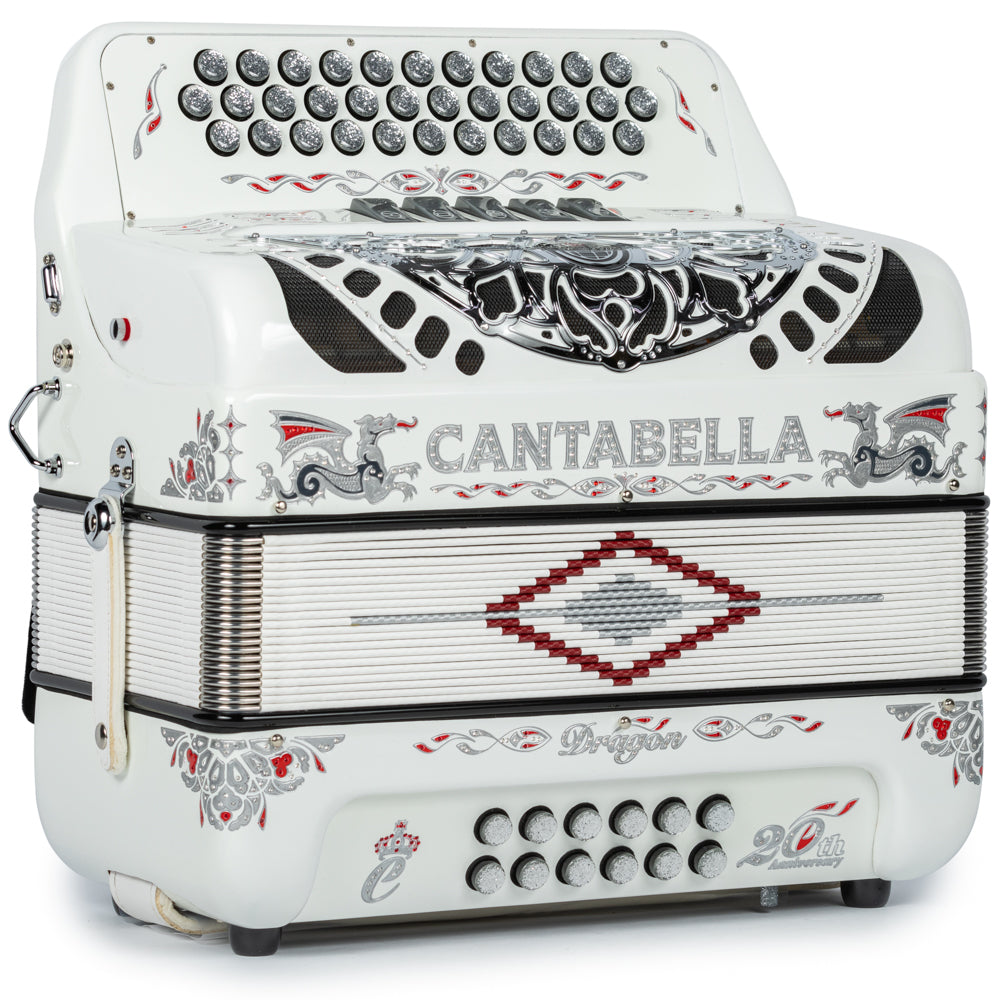 Cantabella Dragon Accordion 5 Switch EAD White and Silver