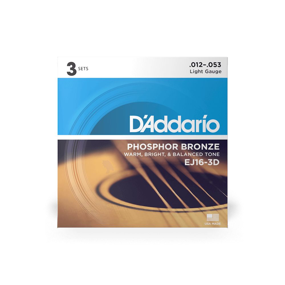 Daddario 12-53 Light Acoustic Guitar Strings 3-Pack