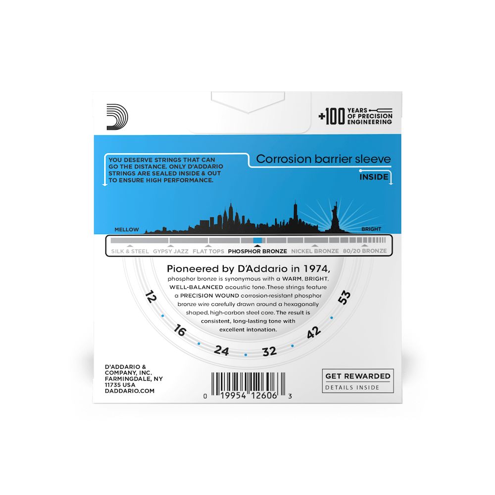 Daddario 12-53 Light Acoustic Guitar Strings 3-Pack
