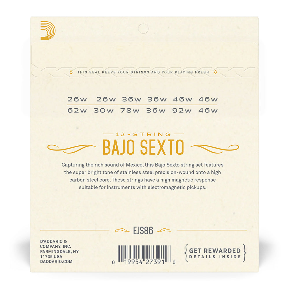 D'Addario EJS86 Bajo Sexto 12-String Set