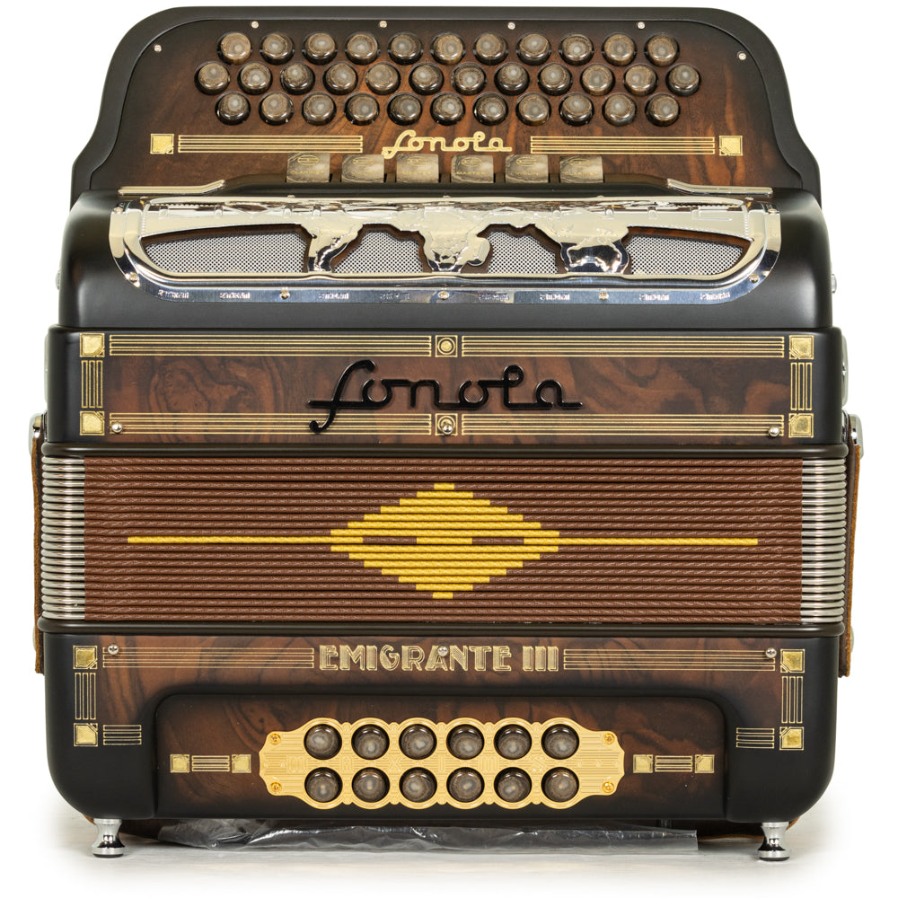Sonola Emigrante III Accordion 6 Switch FBE-EAD Matte Dark Wood with Gold and Silver