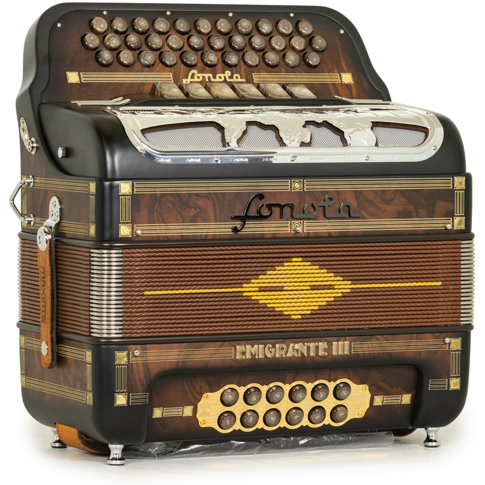 Sonola Emigrante III Accordion 6 Switch FBE-EAD Matte Dark Wood with Gold and Silver