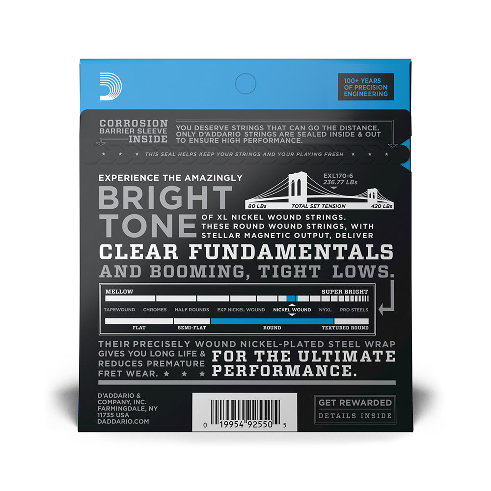 D'Addario EXL170-6 Regular Nickel Wound 6-String Bass Guitar