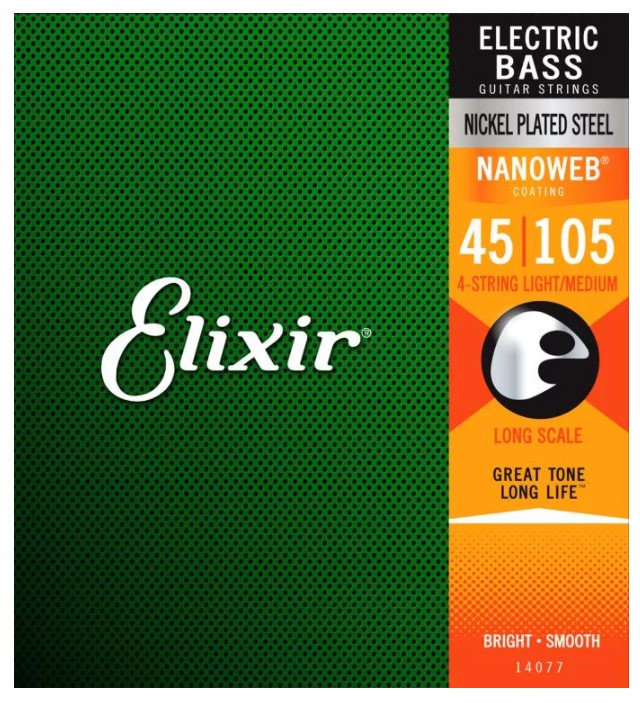 Elixir Strings 14077 Nanoweb Light/Medium, Long Scale Electric Bass Strings-accessories-Elixir- Hermes Music