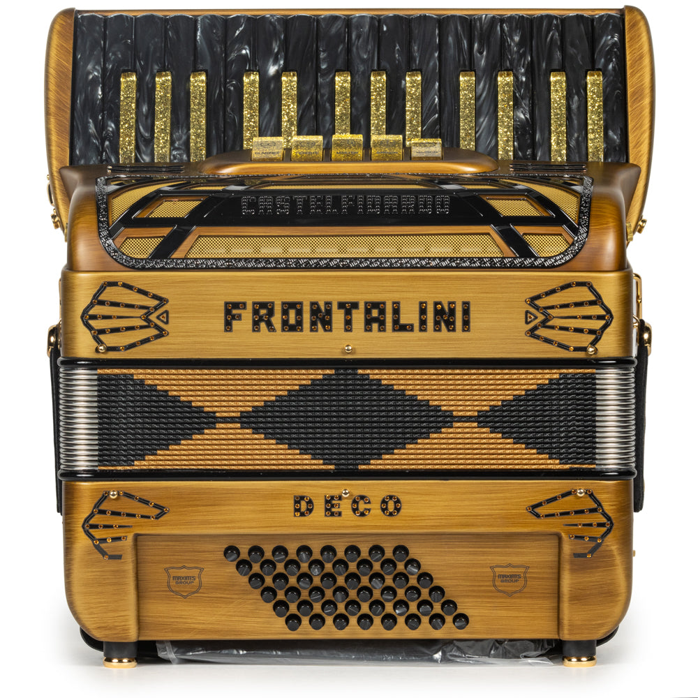 Frontalini Deco 30 Key Piano Accordion 5 Switch Matte Gold and Black-accordion-Frontalini-Hermes Music-Accordion Pro Shop