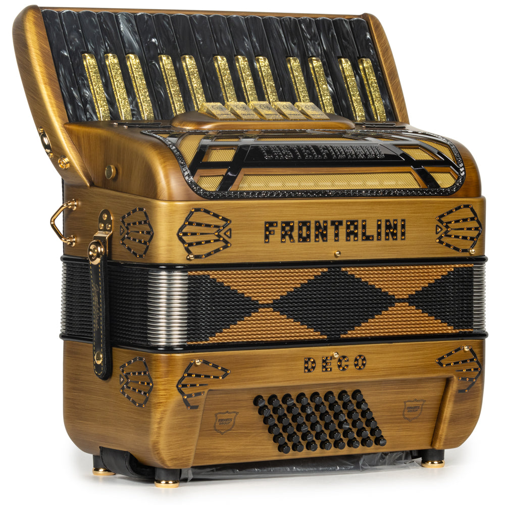 Frontalini Deco 30 Key Piano Accordion 5 Switch Matte Gold and Black-accordion-Frontalini-Hermes Music-Accordion Pro Shop