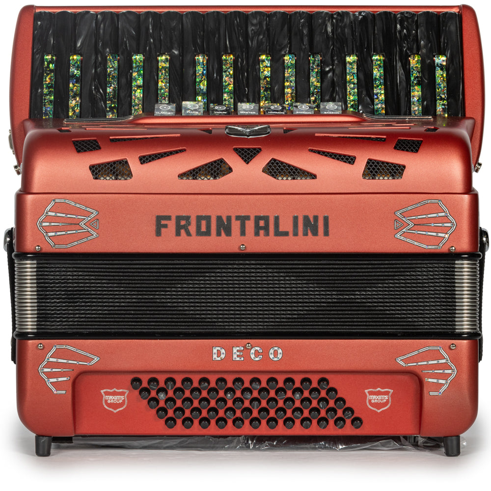 Frontalini Deco Piano Accordion 7 Switch Matte Red Hermes Music Accordion Pro Shop