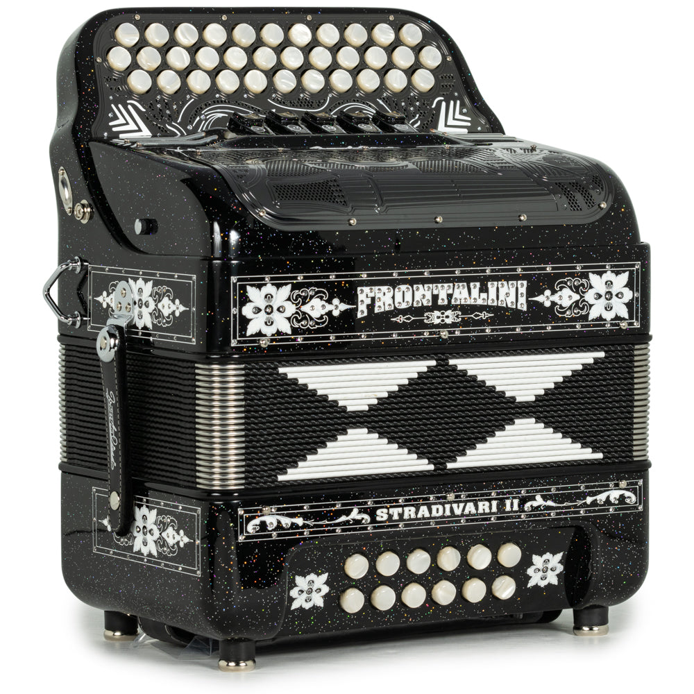 Frontalini Stradivari II 5 Switch EAD Accordion in Black Glitter with White