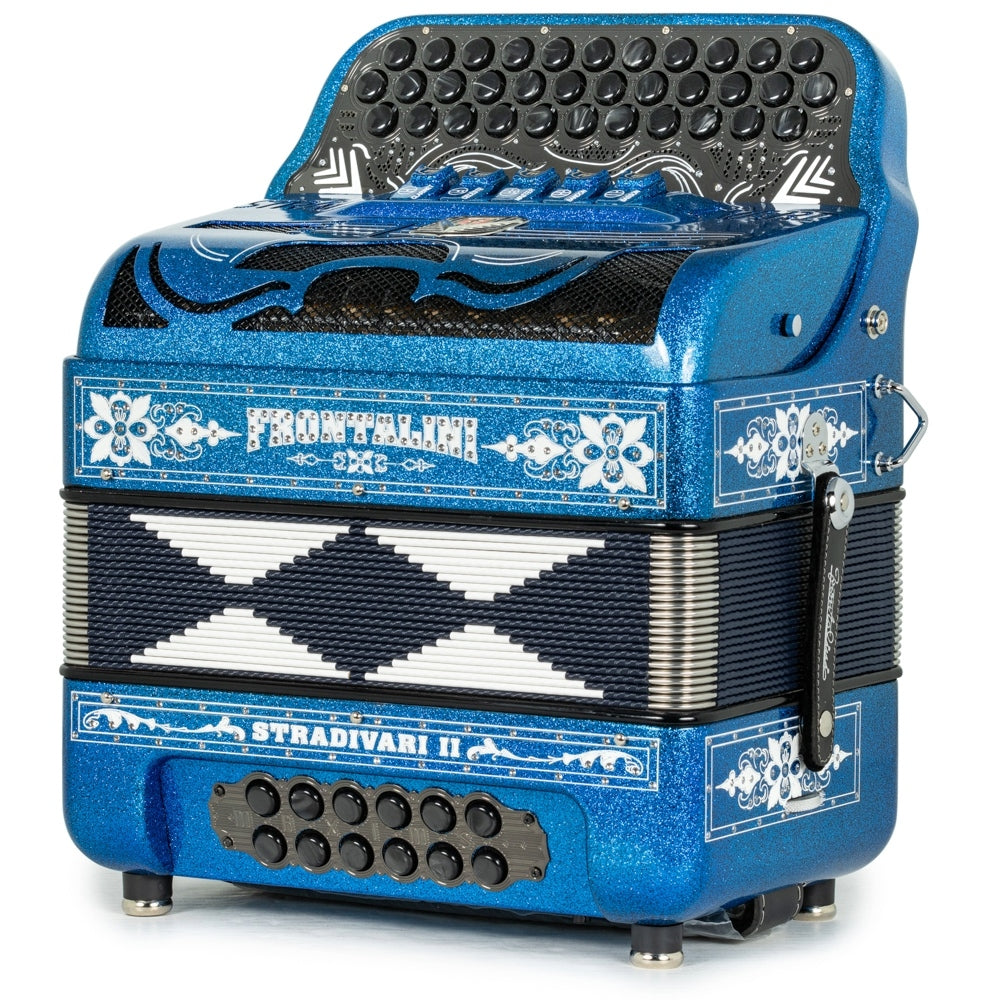 Frontalini Stradivari II 5 Switch FBE Accordion in Blue Glitter with White