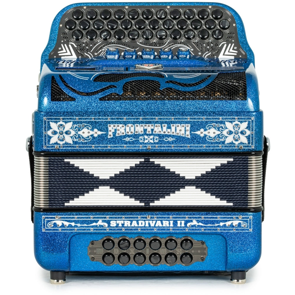 Frontalini Stradivari II 5 Switch FBE Accordion in Blue Glitter with White