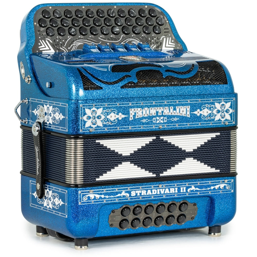 Frontalini Stradivari II 5 Switch FBE Accordion in Blue Glitter with White
