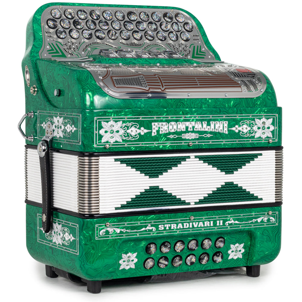 Frontalini Stradivari II 5 Switch FBE Accordion in Green with White Details
