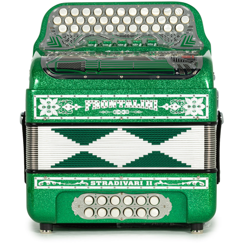 Frontalini Stradivari II 5 Switch GCF Accordion in Green Glitter with White