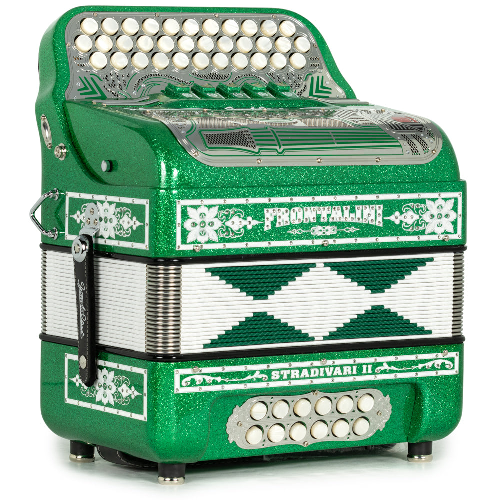 Frontalini Stradivari II 5 Switch GCF Accordion in Green Glitter with White