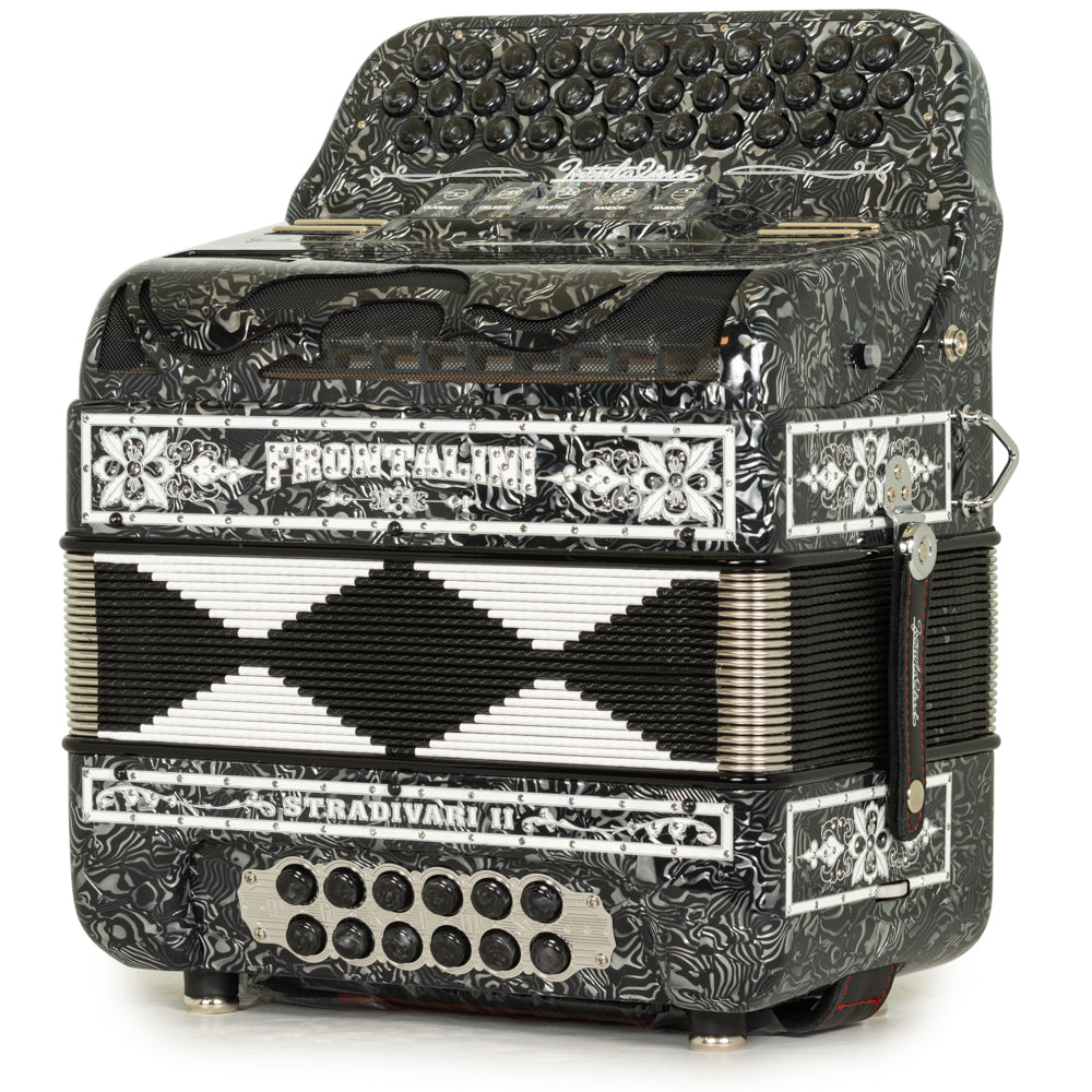 Frontalini Stradivari II 5 Switch FBE Accordion in Grey and White Waves