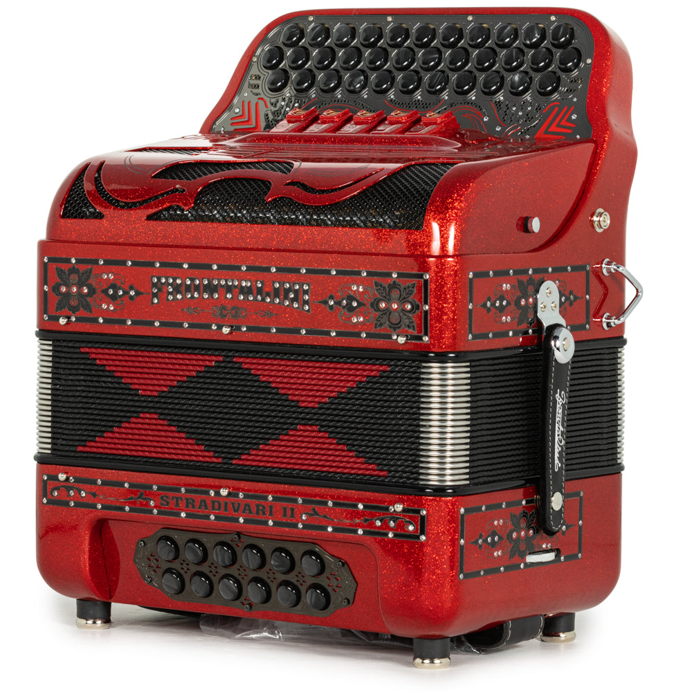 Frontalini Stradivari II 5 Switch FBE Accordion in Red Glitter with Black