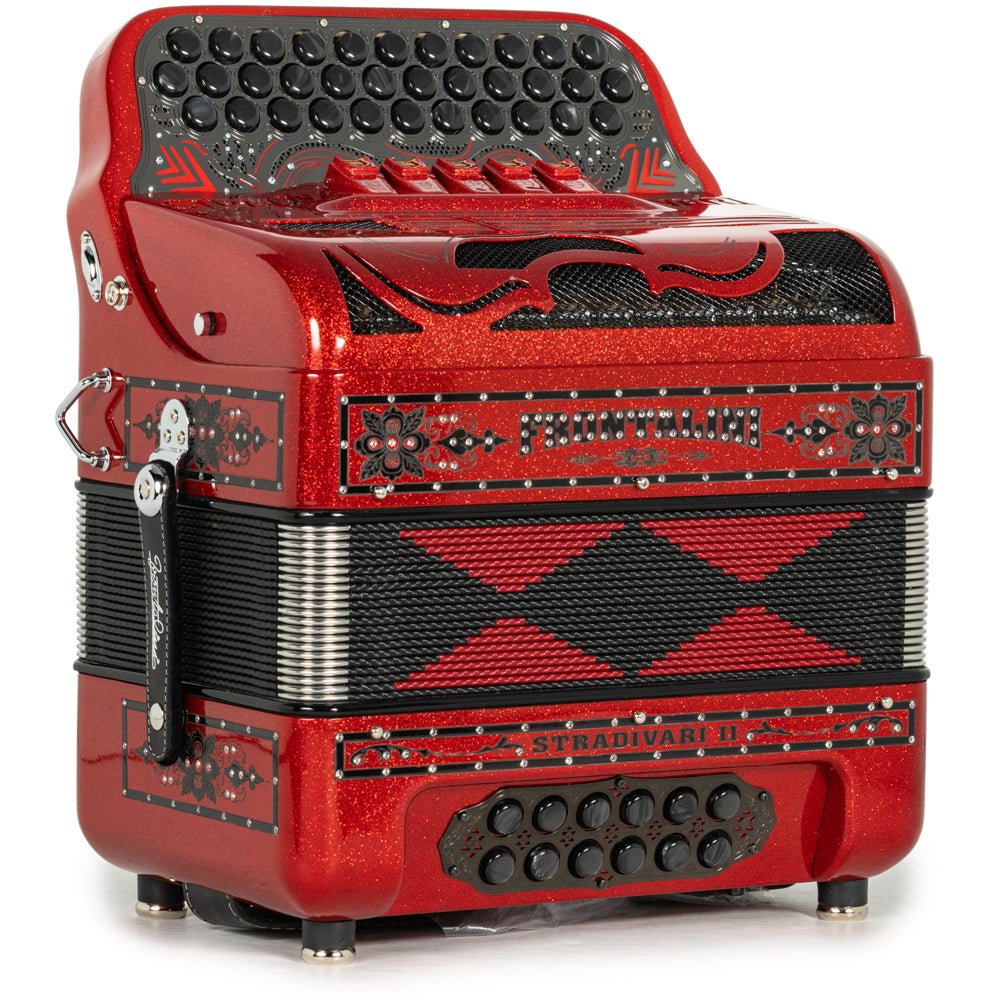 Frontalini Stradivari II 5 Switch FBE Accordion in Red Glitter with Black