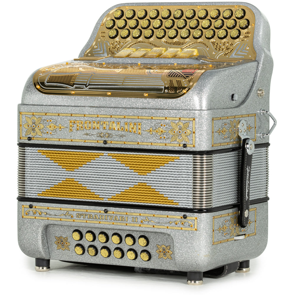 Frontalini Stradivari II 5 Switch FBE Accordion in Silver Glitter and Gold