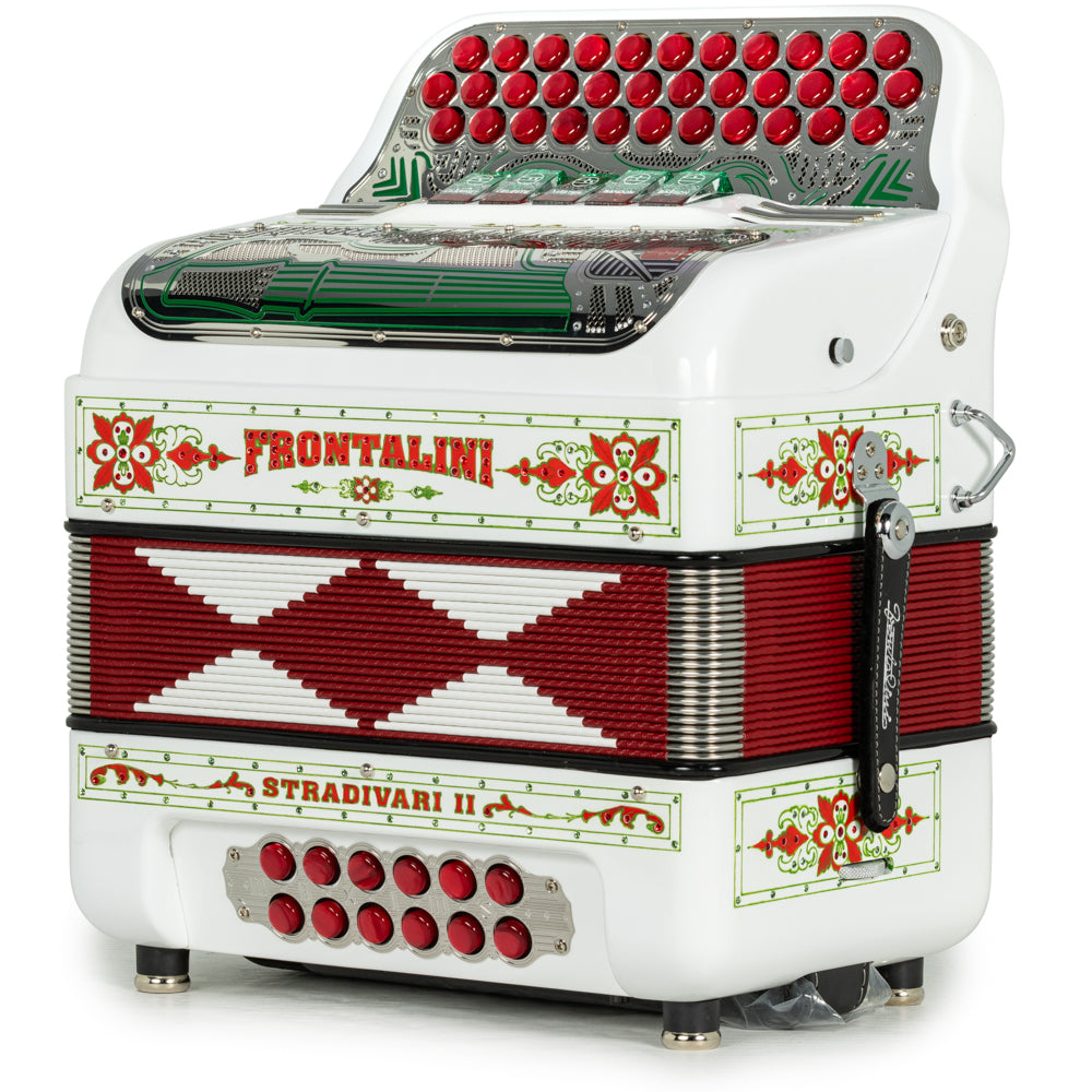 Frontalini Stradivari II 5 Switch FBE Accordion in White Red and Green
