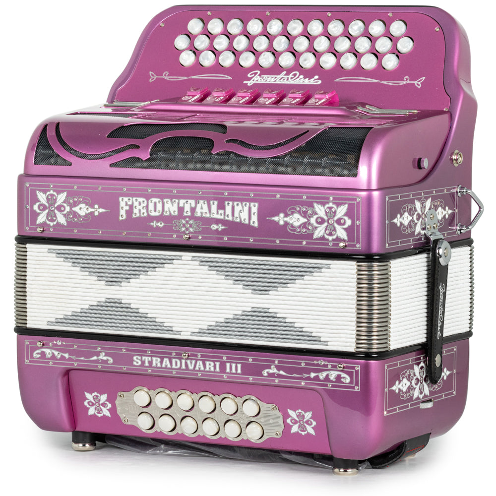 Frontalini Stradivari III 6 Switch 2-Tone FBE-EAD Accordion Hot Pink with White