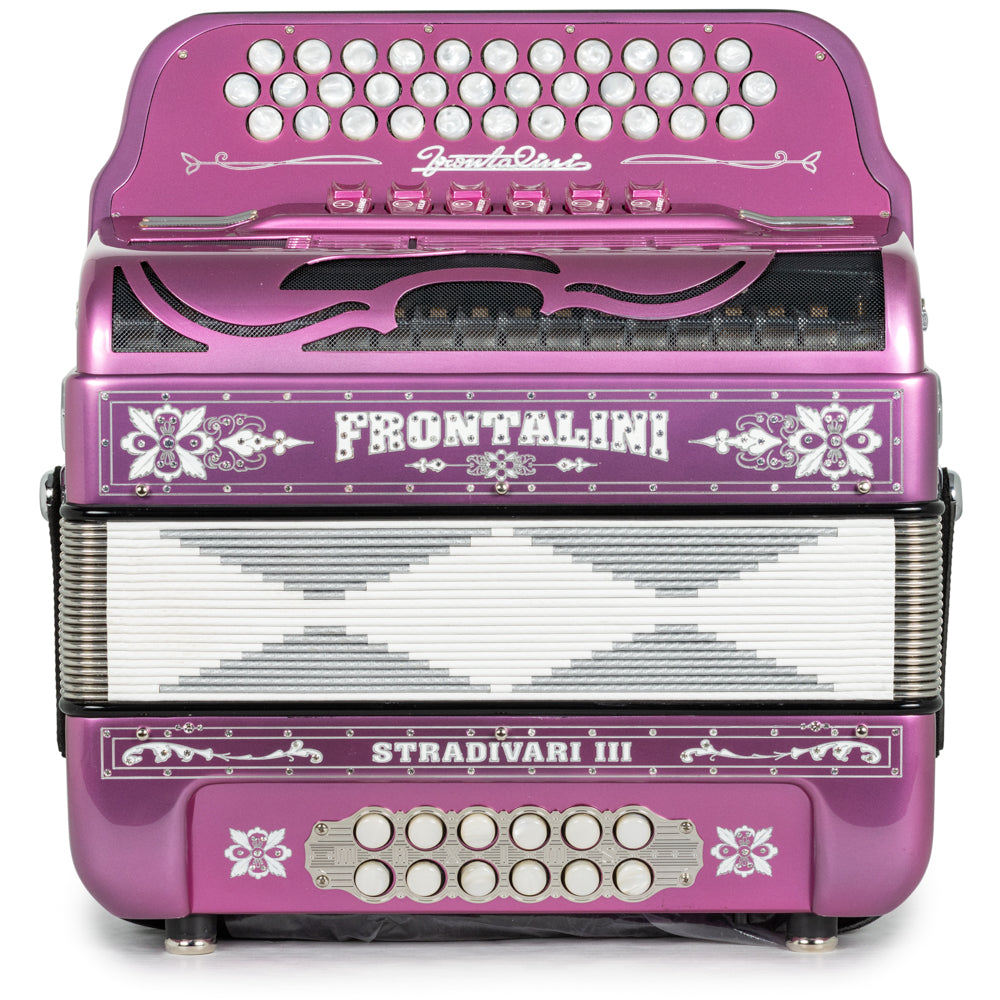 Frontalini Stradivari III 6 Switch 2-Tone FBE-EAD Accordion Hot Pink with White