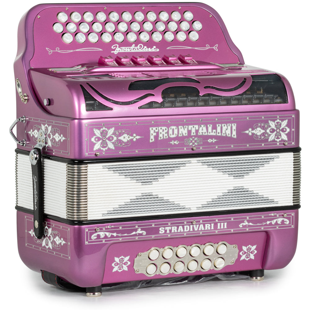 Frontalini Stradivari III 6 Switch 2-Tone FBE-EAD Accordion Hot Pink with White