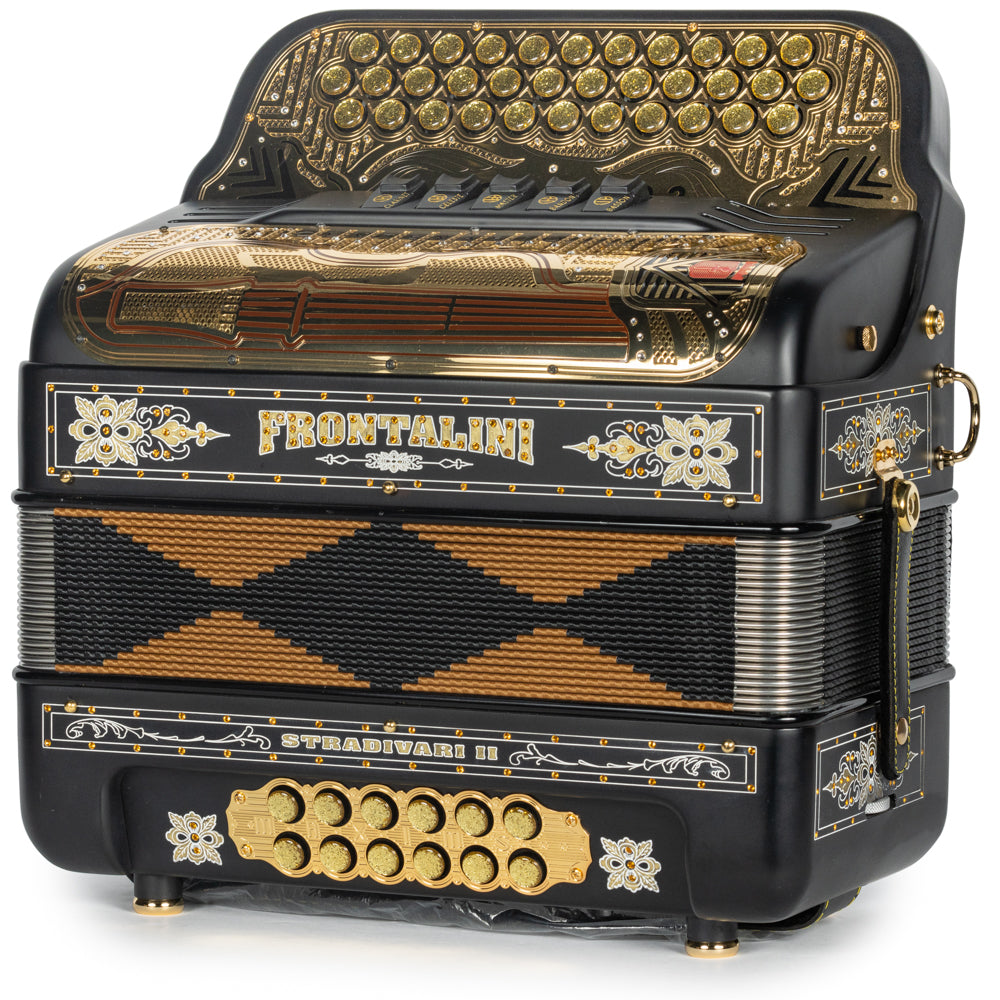 Frontalini Stradivari II 5 Switch FBE Accordion in Matte Black and Gold