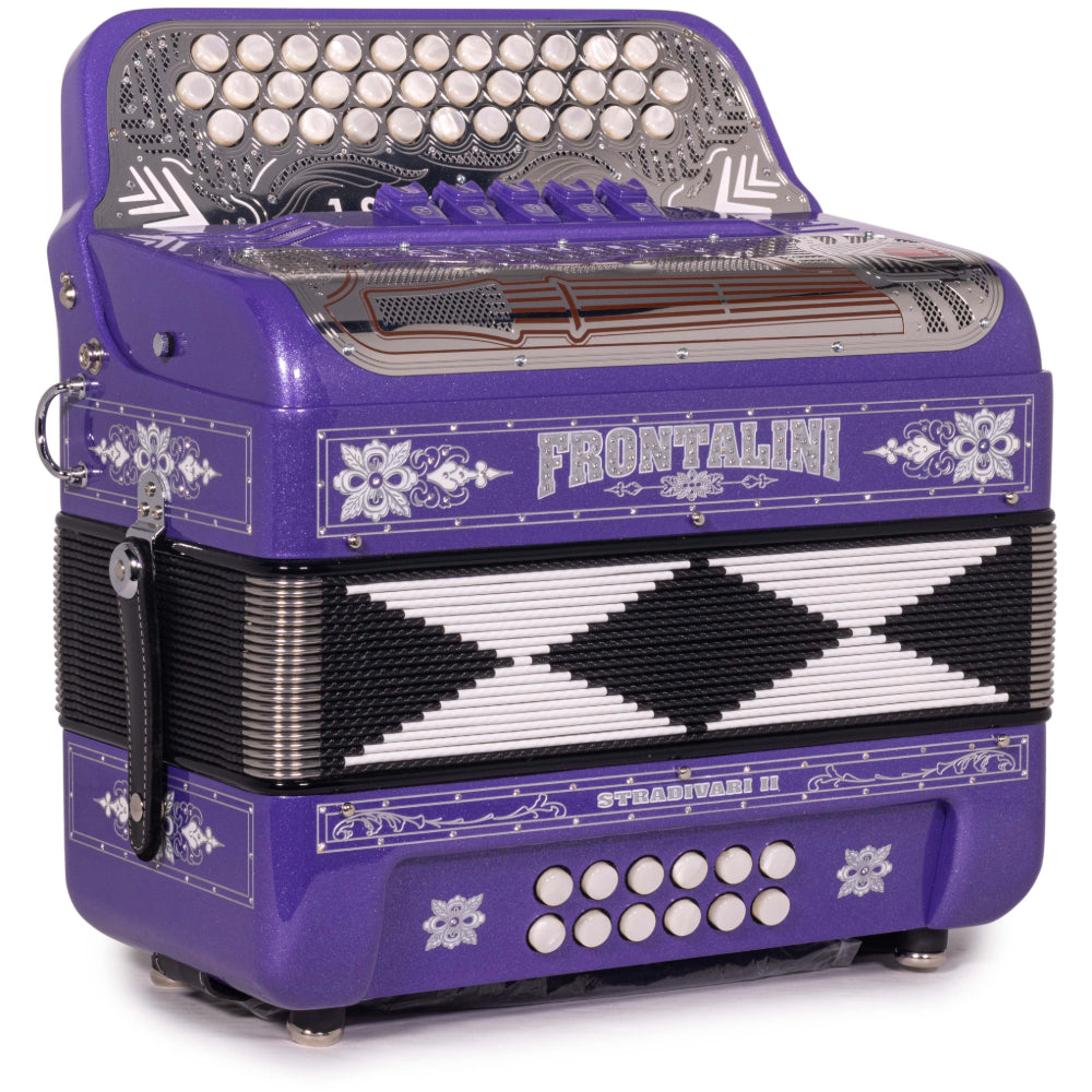 Frontalini Stradivari II 5 Switch FBE Accordion in Purple Glitter with Silver Details