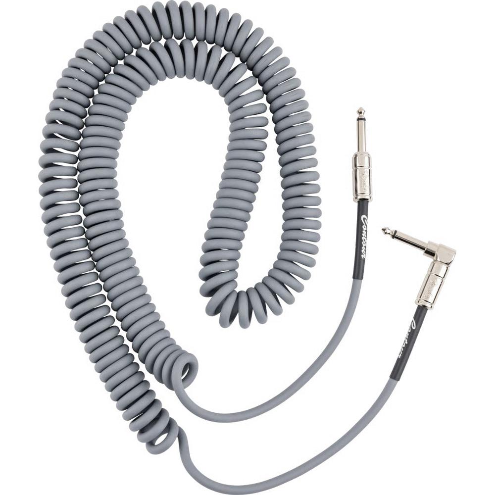 Fender Contour Series 30ft Coiled Instrument Cable in Inca Silver