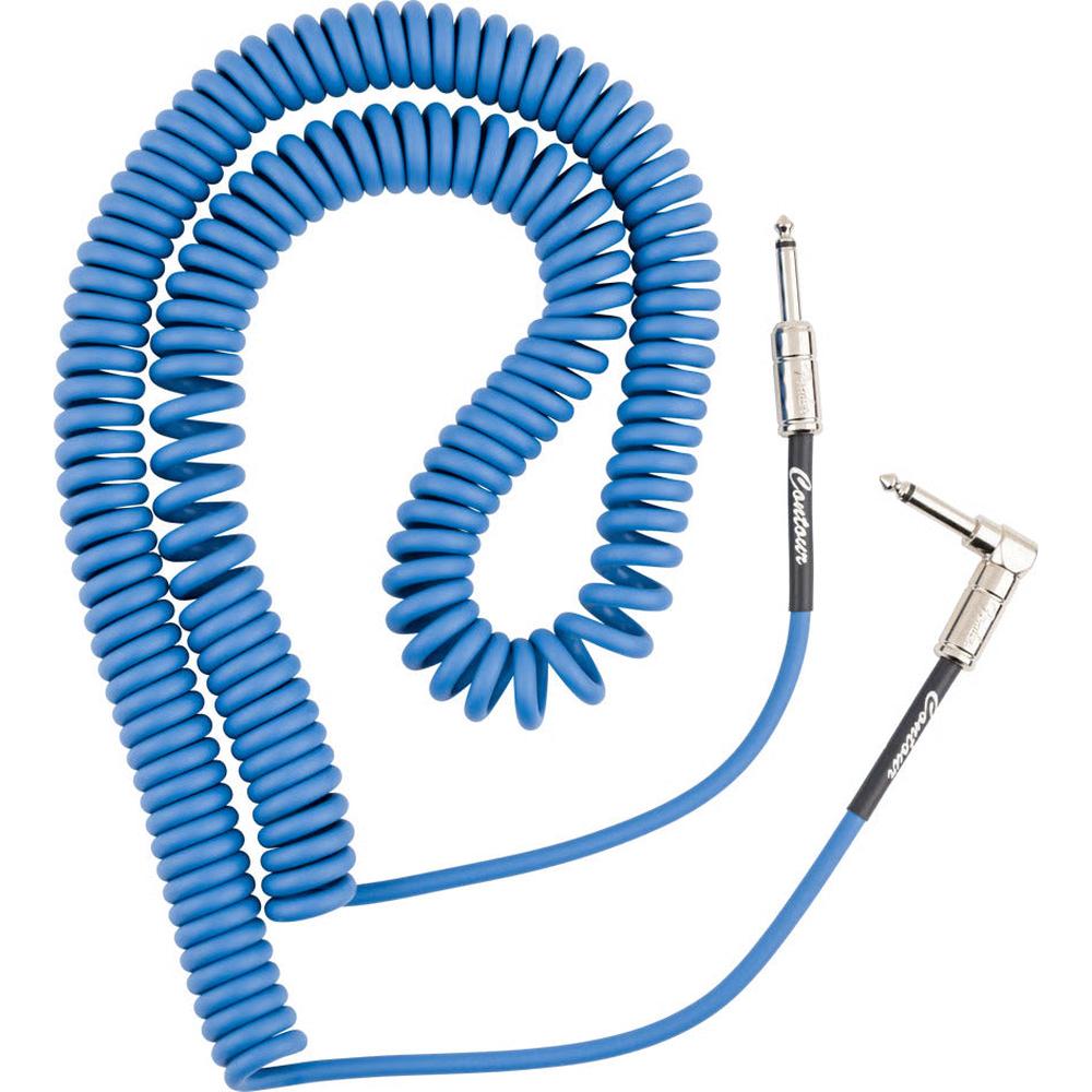Fender Contour Series 30ft Coiled Instrument Cable in Lake Placid Blue