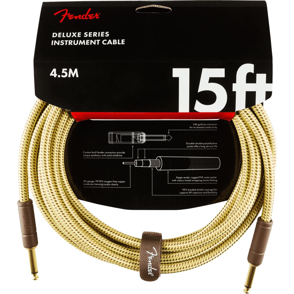 Fender Deluxe Series Tweed Instrument Cables 15in Straight