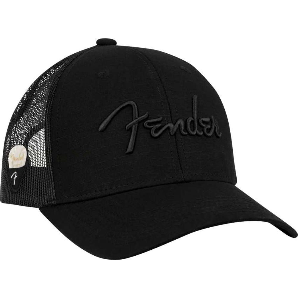 Fender Snap Back Pick Holder Hat, Black-accessories-Fender-Hermes Music