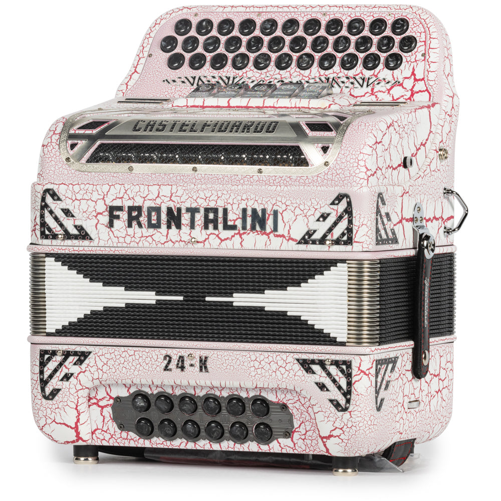 Frontalini 24K 5 Switch Accordion FBE in Crackled White and Red
