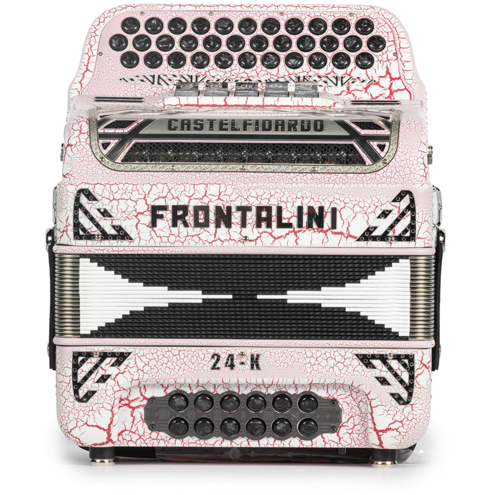 Frontalini 24K 5 Switch Accordion FBE in Crackled White and Red