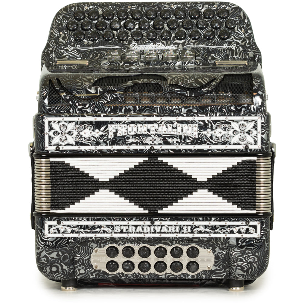 Frontalini Stradivari II 5 Switch FBE Accordion in Grey and White Waves