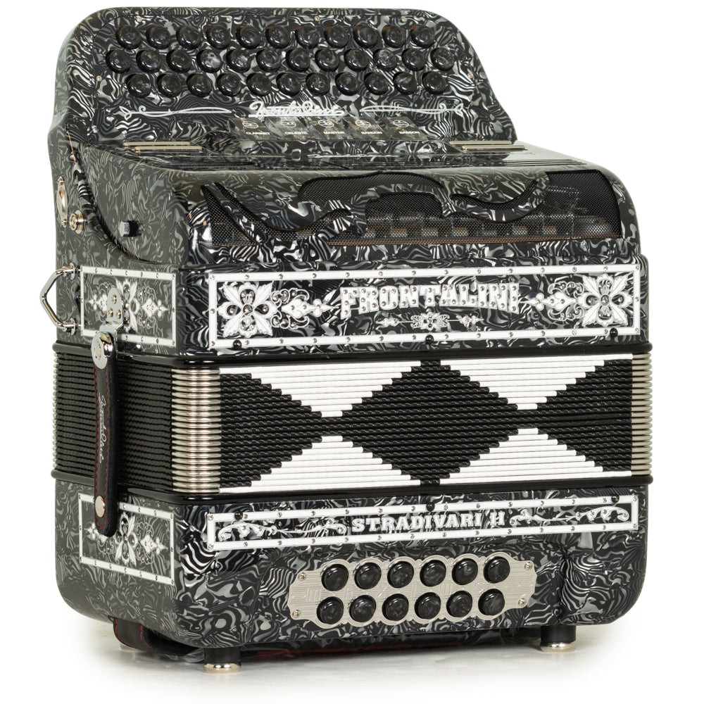 Frontalini Stradivari II 5 Switch FBE Accordion in Grey and White Waves