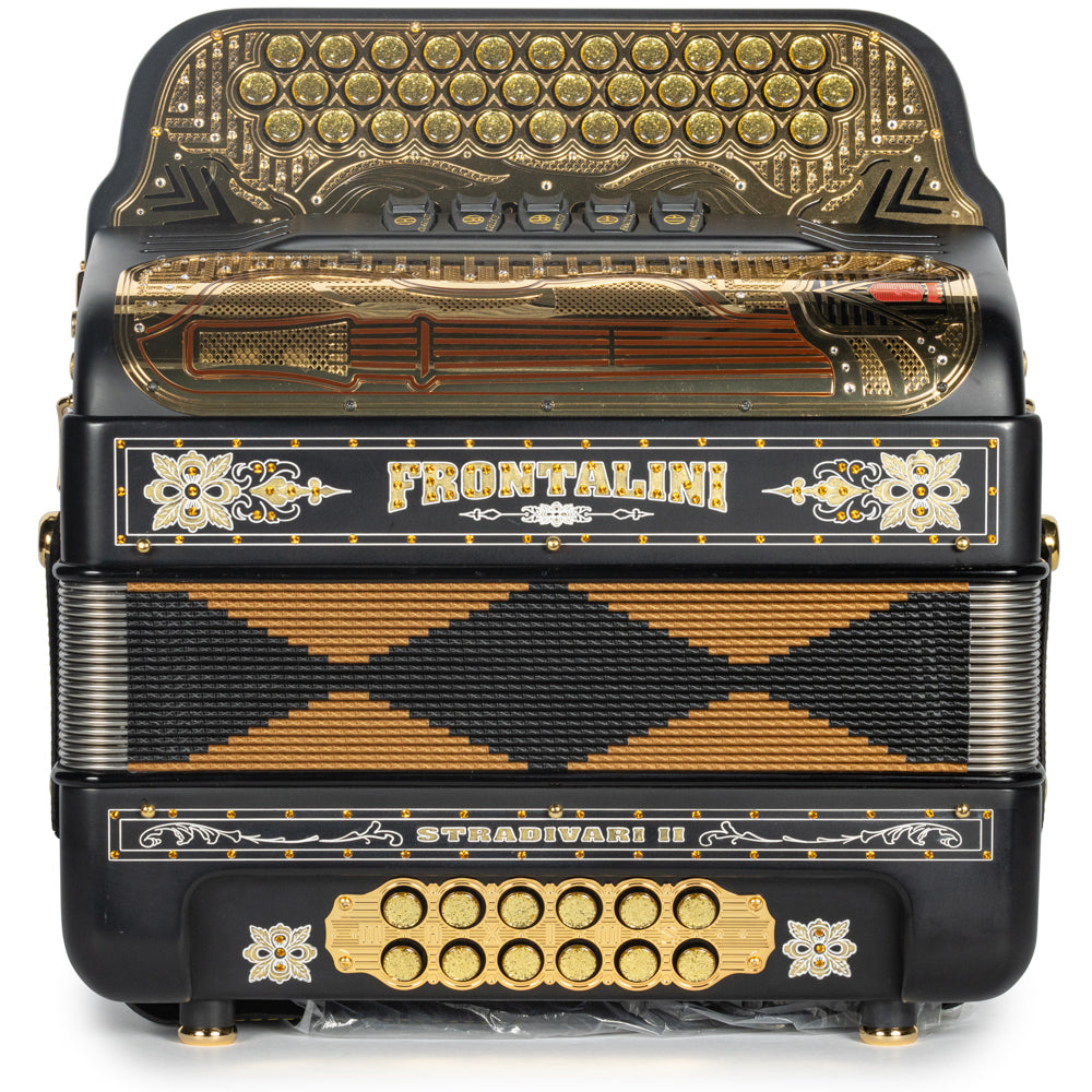 Frontalini Stradivari II 5 Switch FBE Accordion in Matte Black and Gold